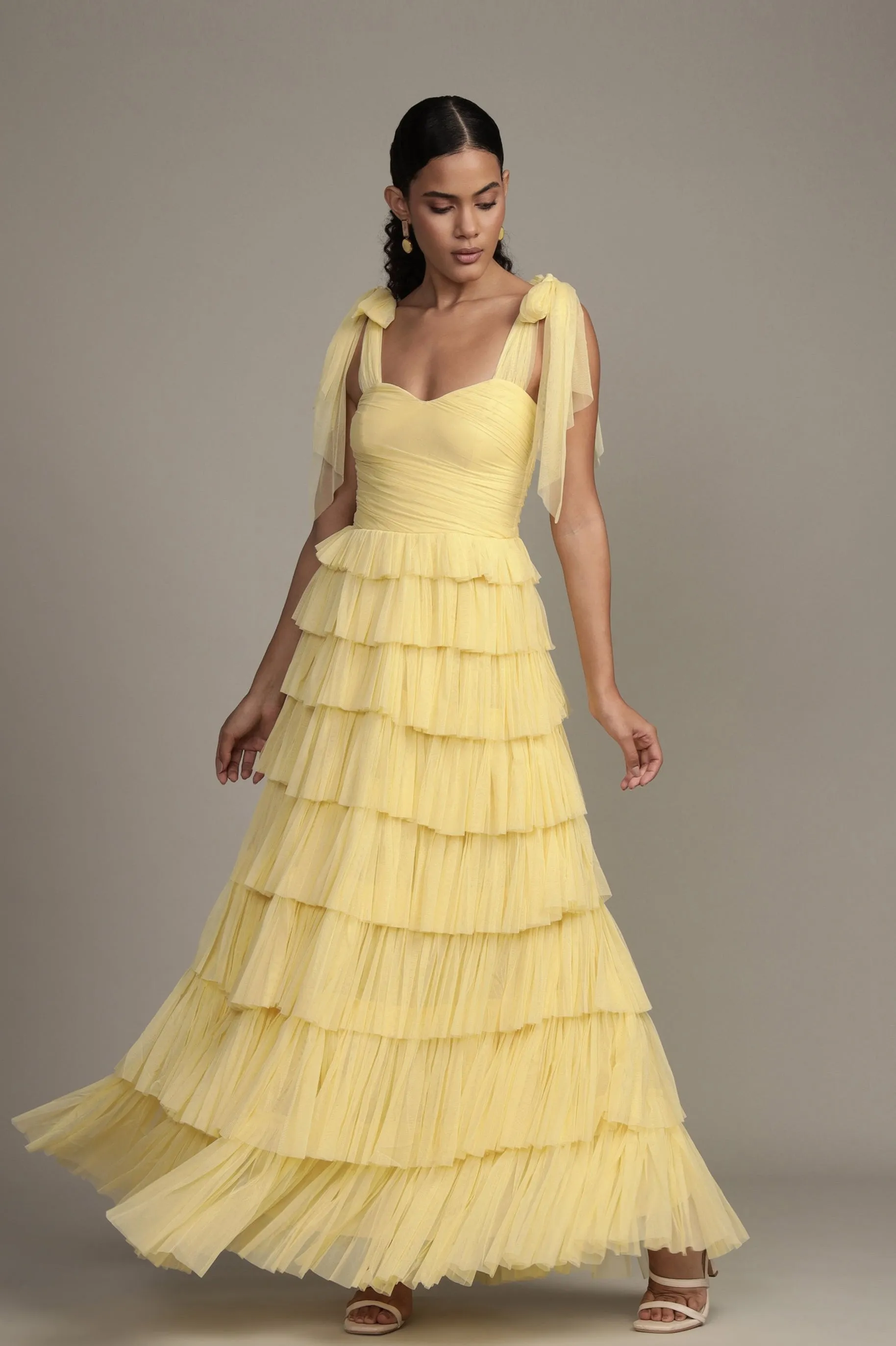 Ophelia Yellow Maxi Dress with Tie Detail