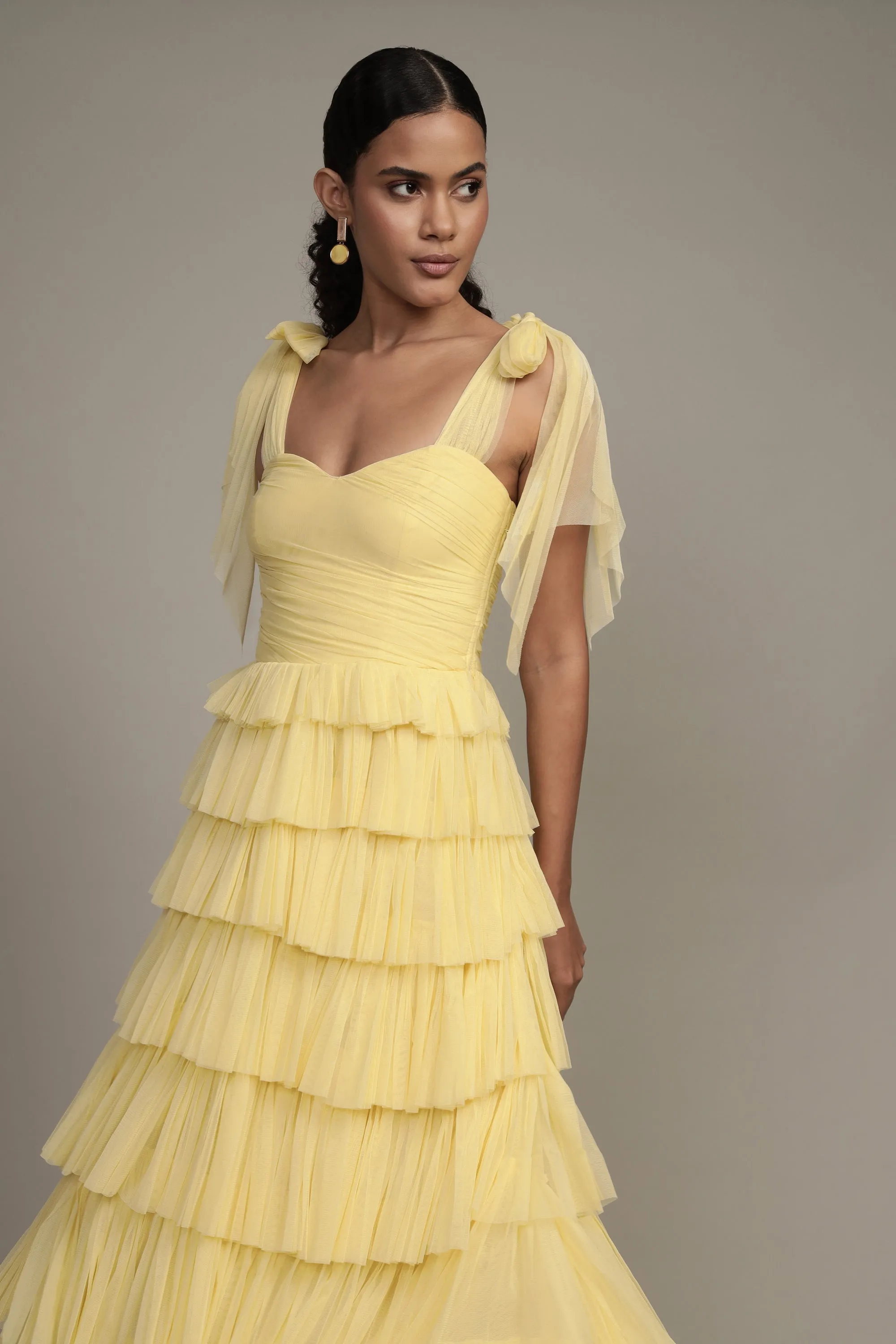 Ophelia Yellow Maxi Dress with Tie Detail