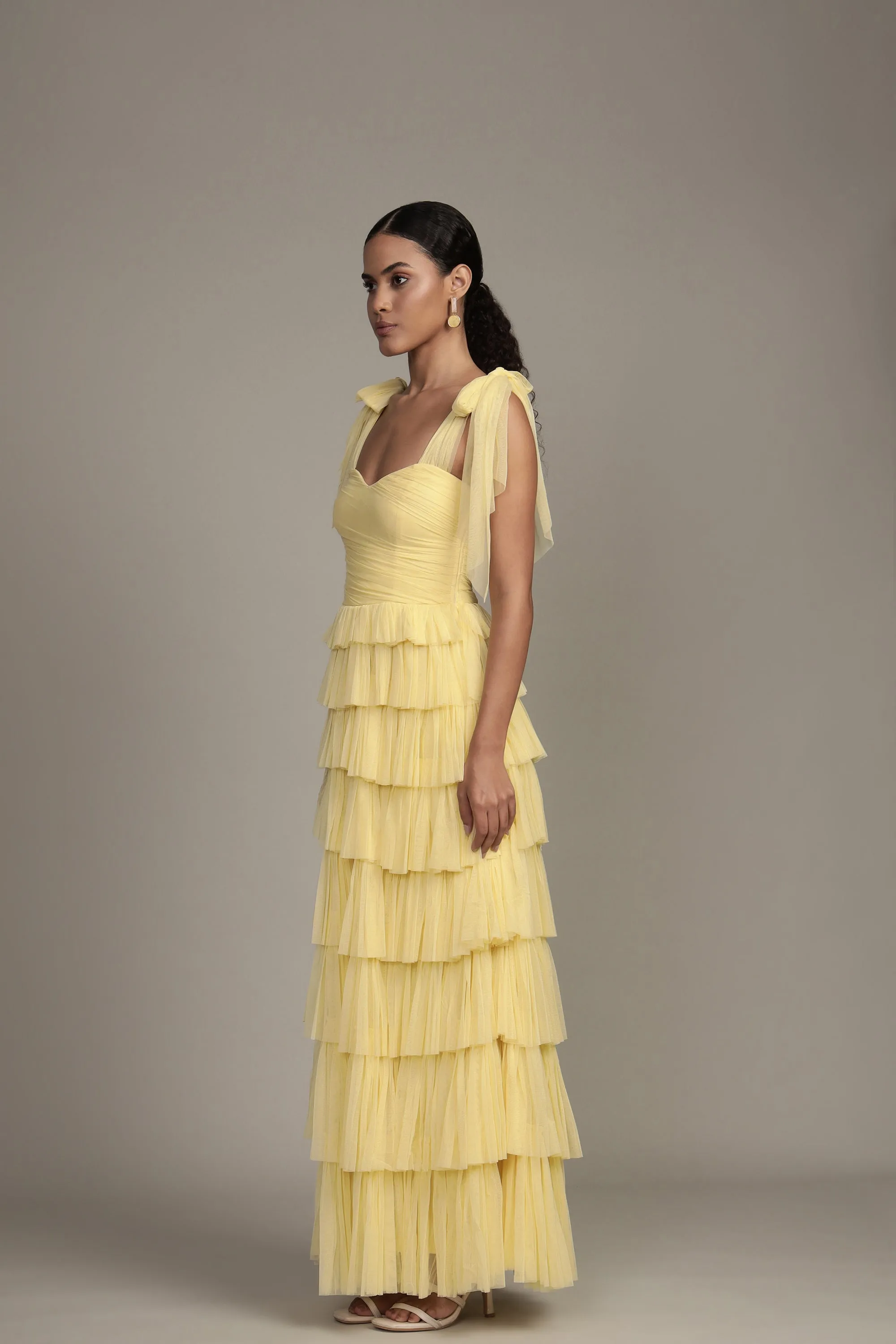 Ophelia Yellow Maxi Dress with Tie Detail