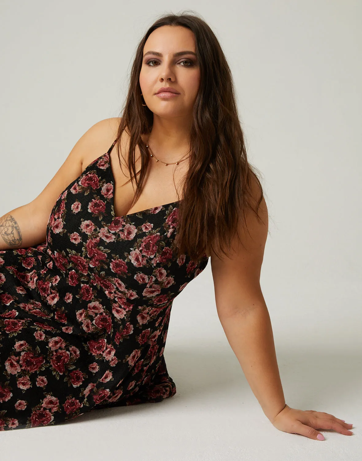 Plus Size Floral Sweetheart Dress