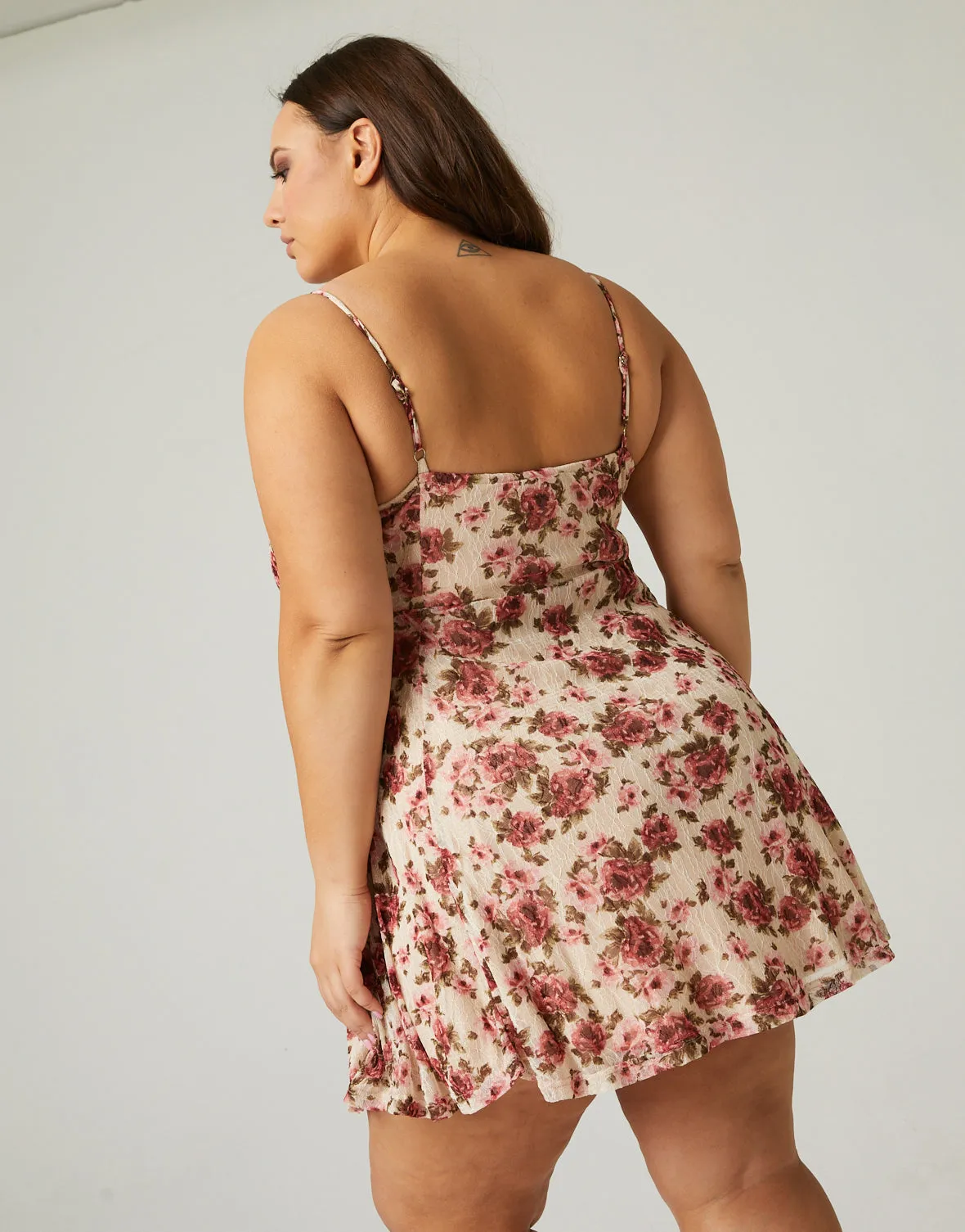 Plus Size Floral Sweetheart Dress