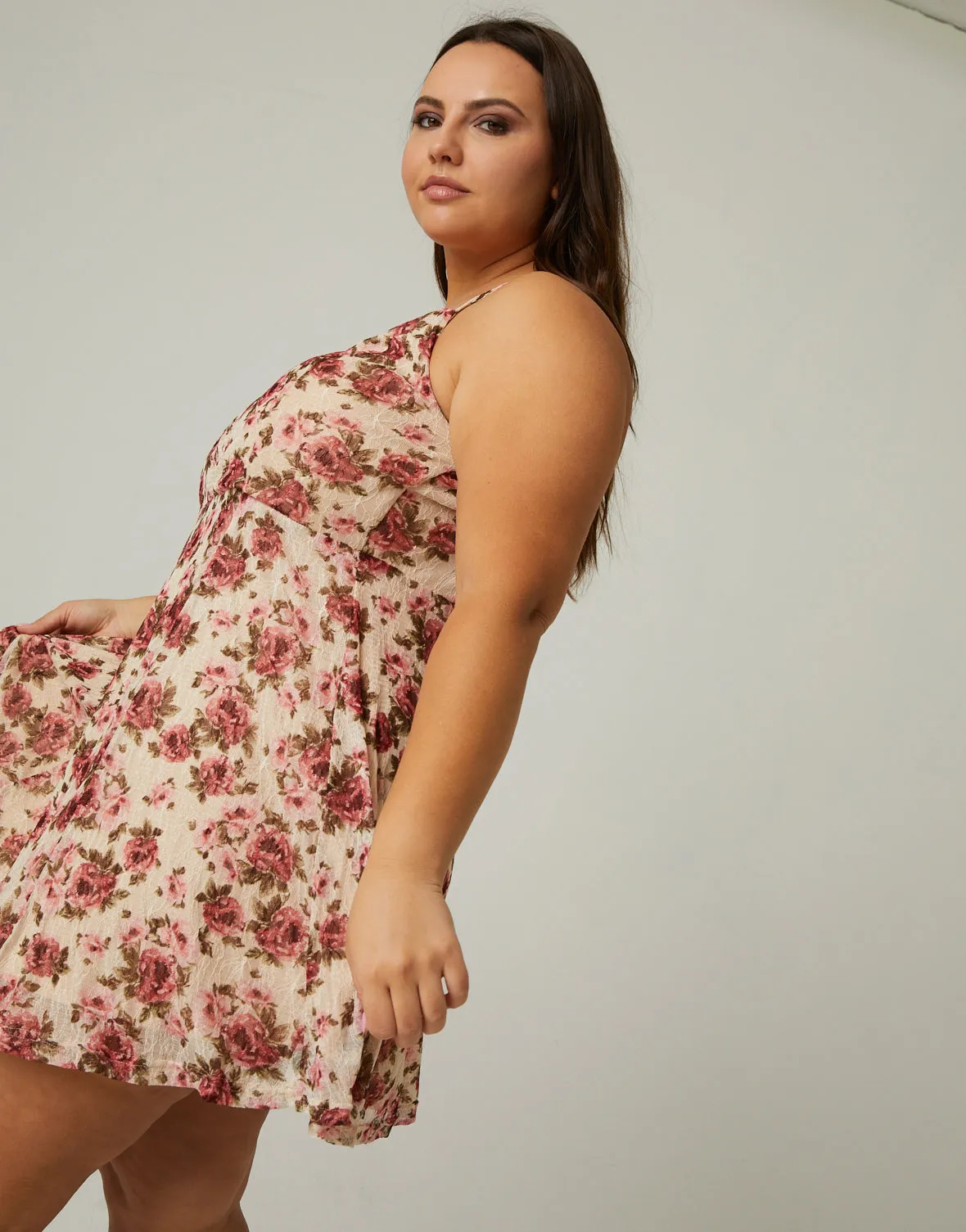 Plus Size Floral Sweetheart Dress