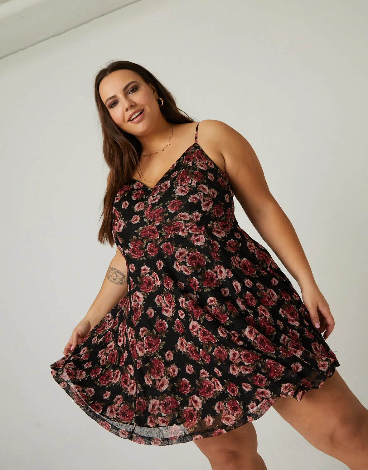 Plus Size Floral Sweetheart Dress