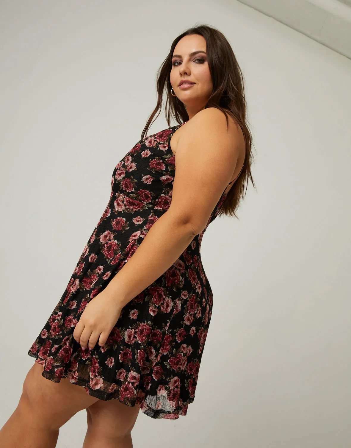 Plus Size Floral Sweetheart Dress