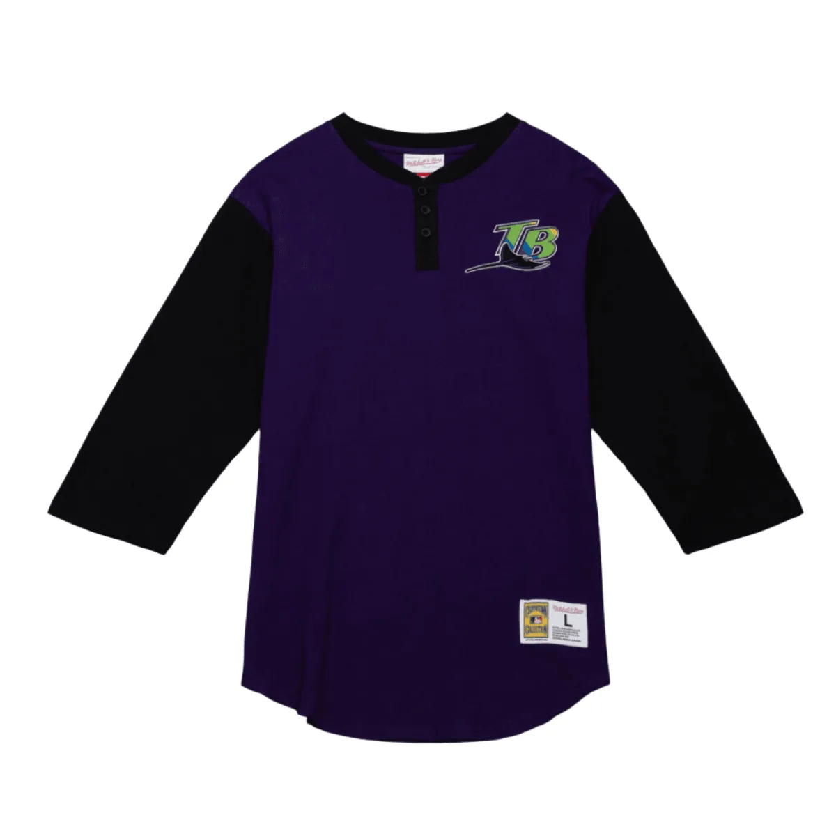 Rays Men's Mitchell & Ness Purple Legendary Slub Devil Rays Henley T-Shirt