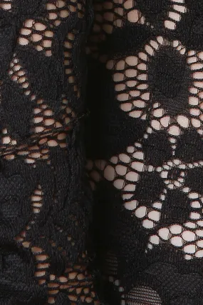 Semi-Sheer Floral Lace Bardot Jumpsuit