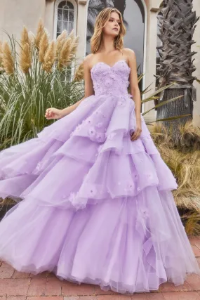 Strapless Peony Petal Layered Ball Gown Andrea & Leo Couture - A1220