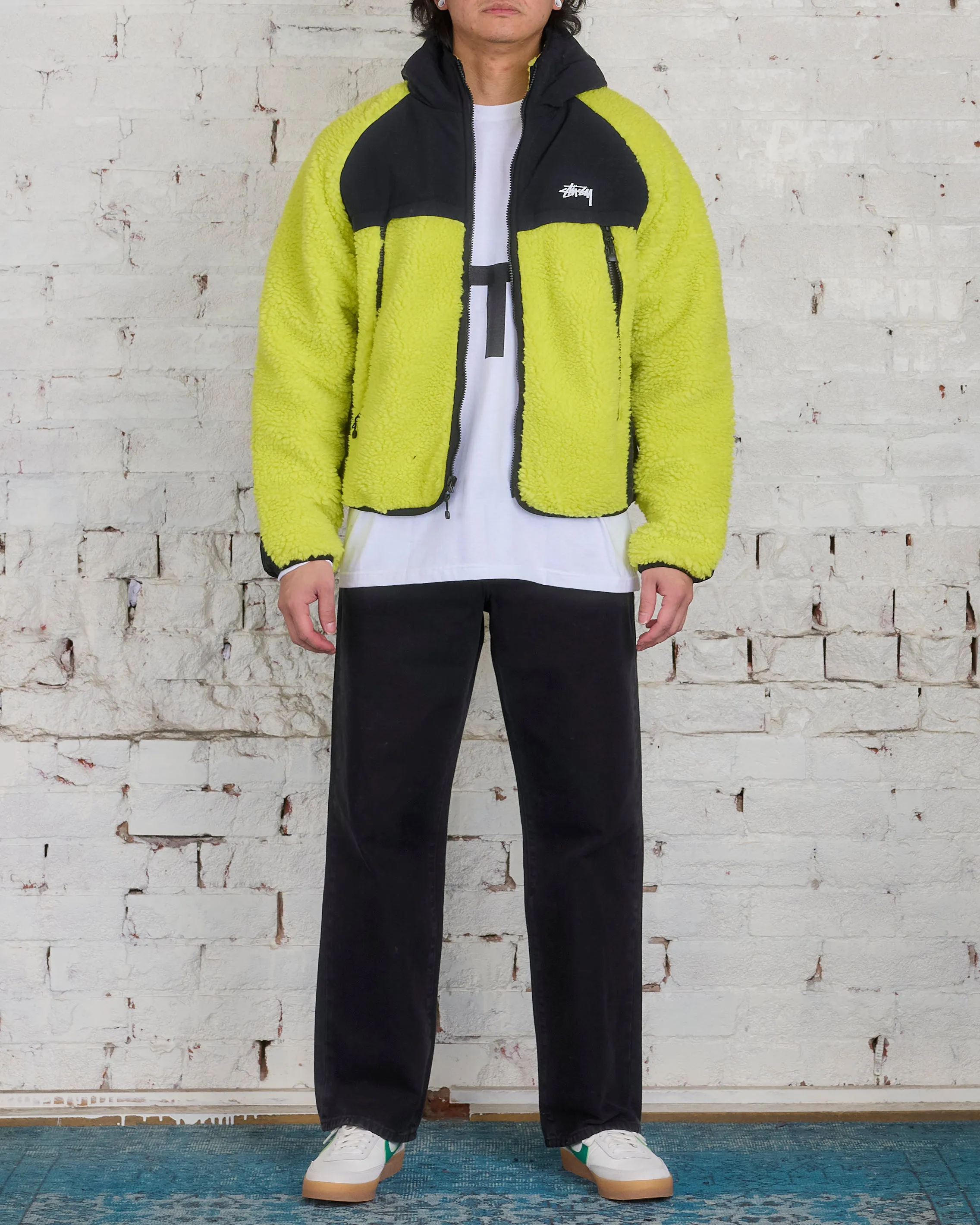Stussy Sherpa Paneled Hooded Jacket Lime