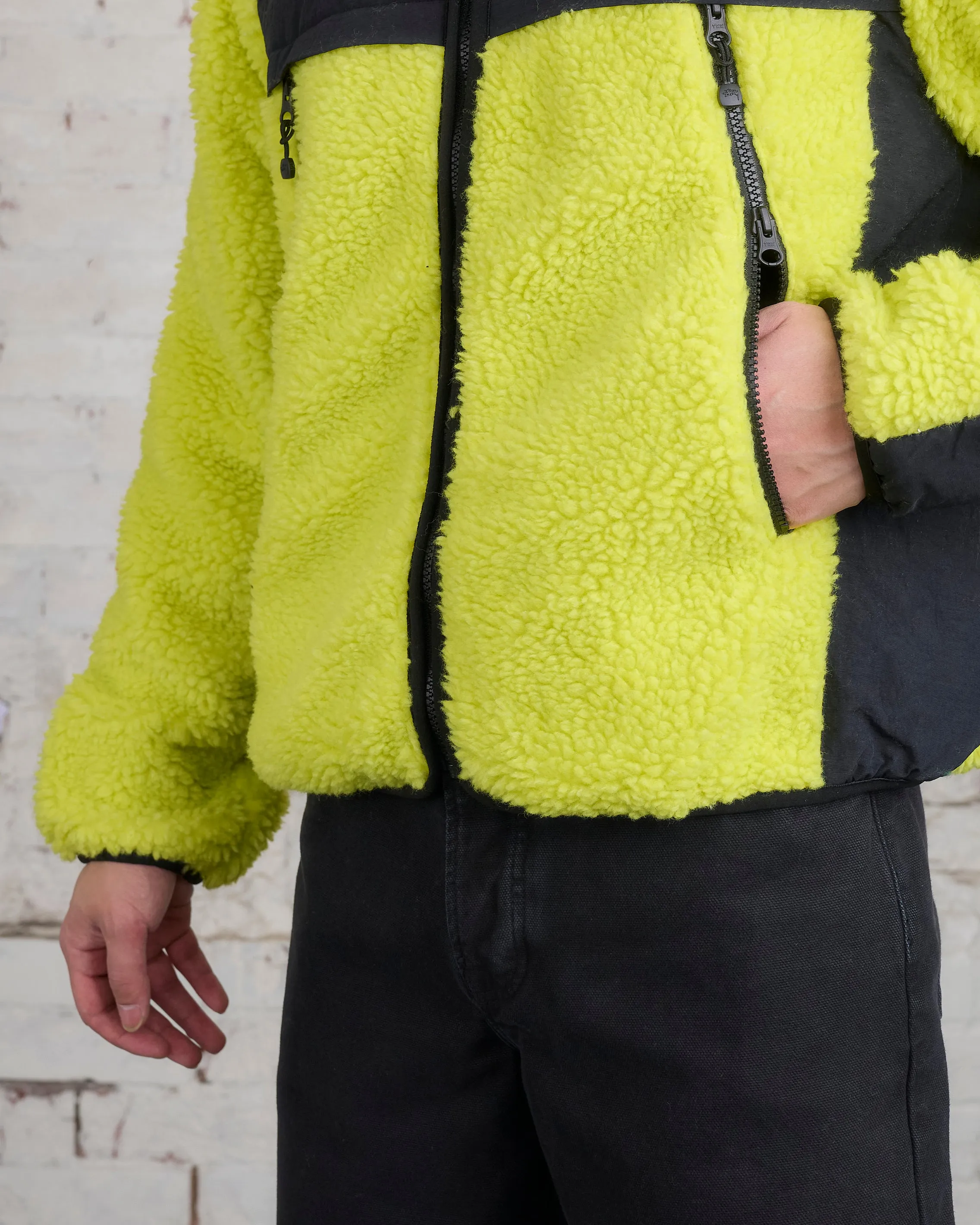Stussy Sherpa Paneled Hooded Jacket Lime
