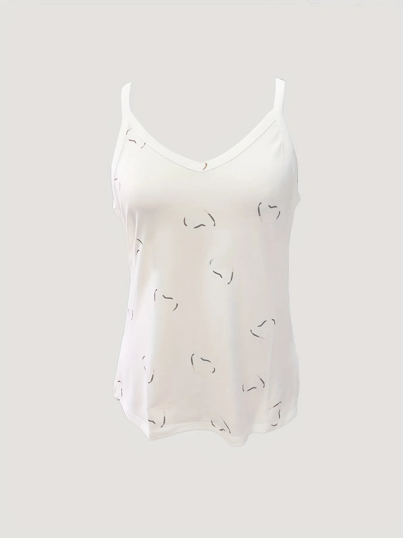 Stylish Plus Size Heart Print VNeck Cami Top for Women