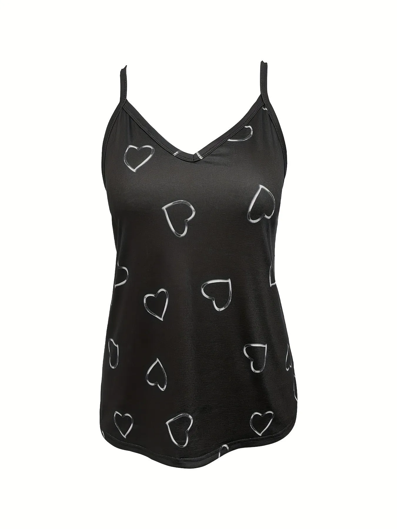 Stylish Plus Size Heart Print VNeck Cami Top for Women