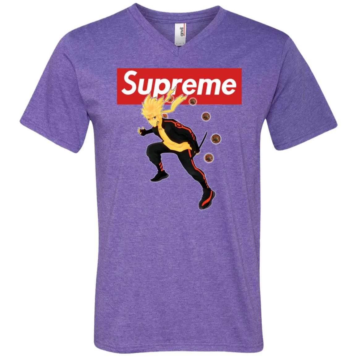Supreme Naruto T-shirt Men V-Neck T-Shirt