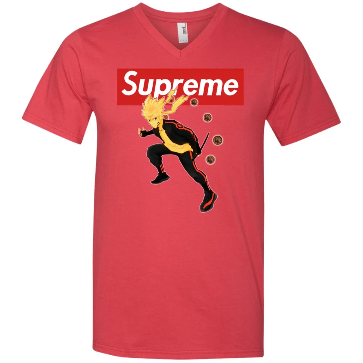 Supreme Naruto T-shirt Men V-Neck T-Shirt