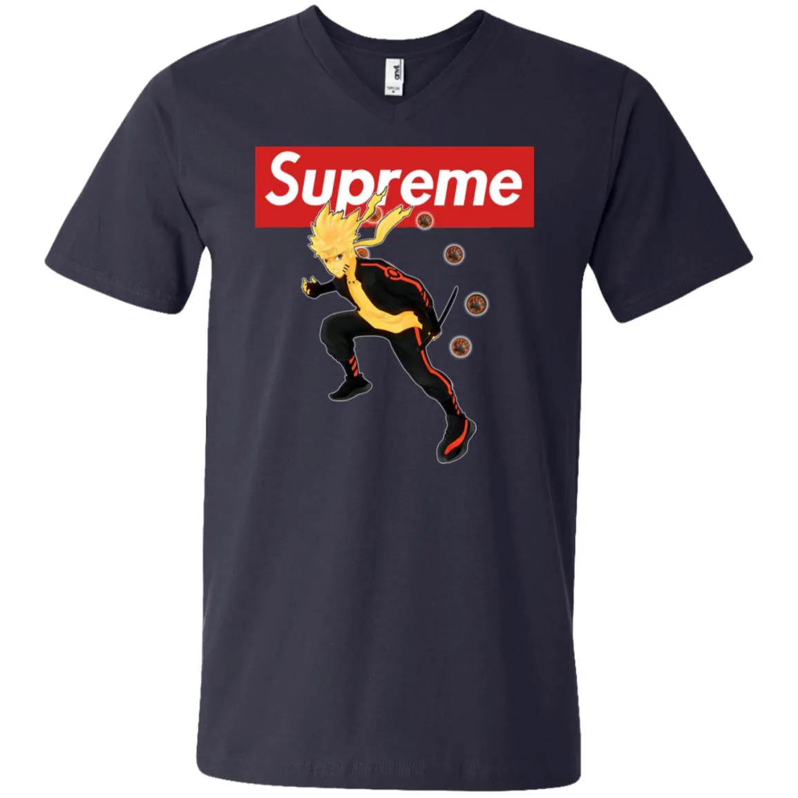 Supreme Naruto T-shirt Men V-Neck T-Shirt