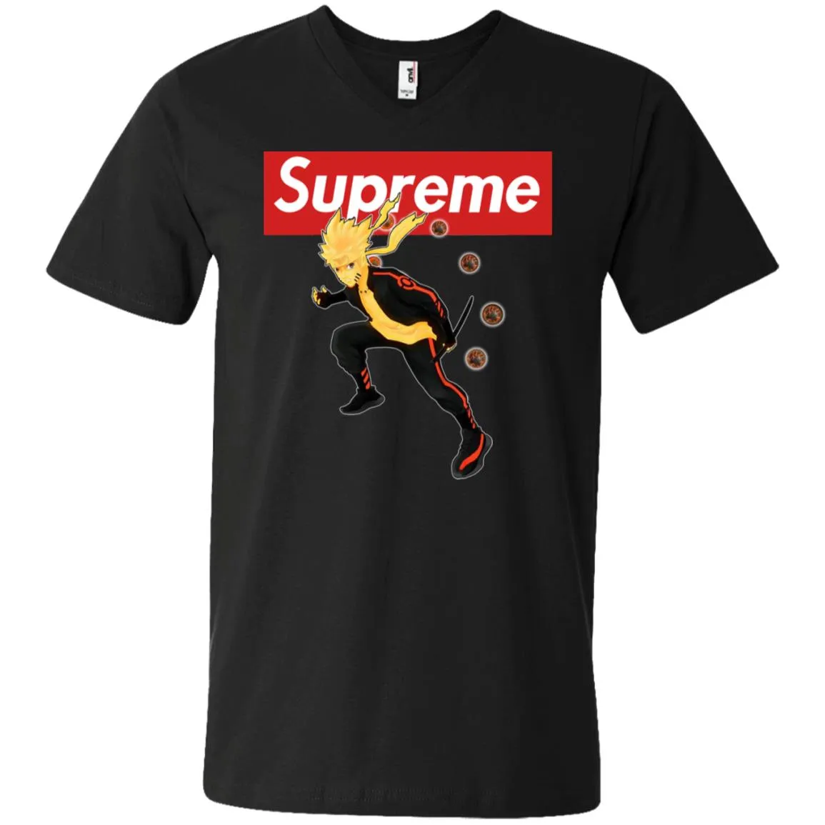 Supreme Naruto T-shirt Men V-Neck T-Shirt