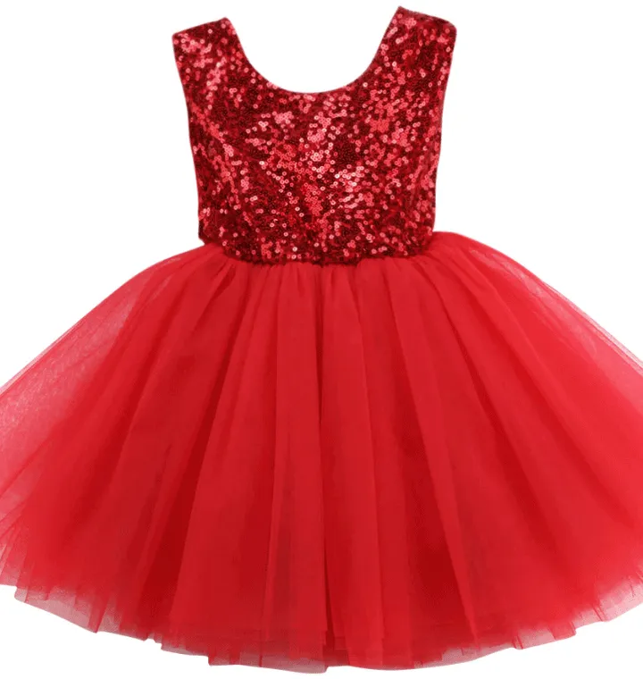 Toddler/ Baby Girls Bling Bling Sequin Tulle Flower Girl Dress Wedding Prom Birthday Party Dress