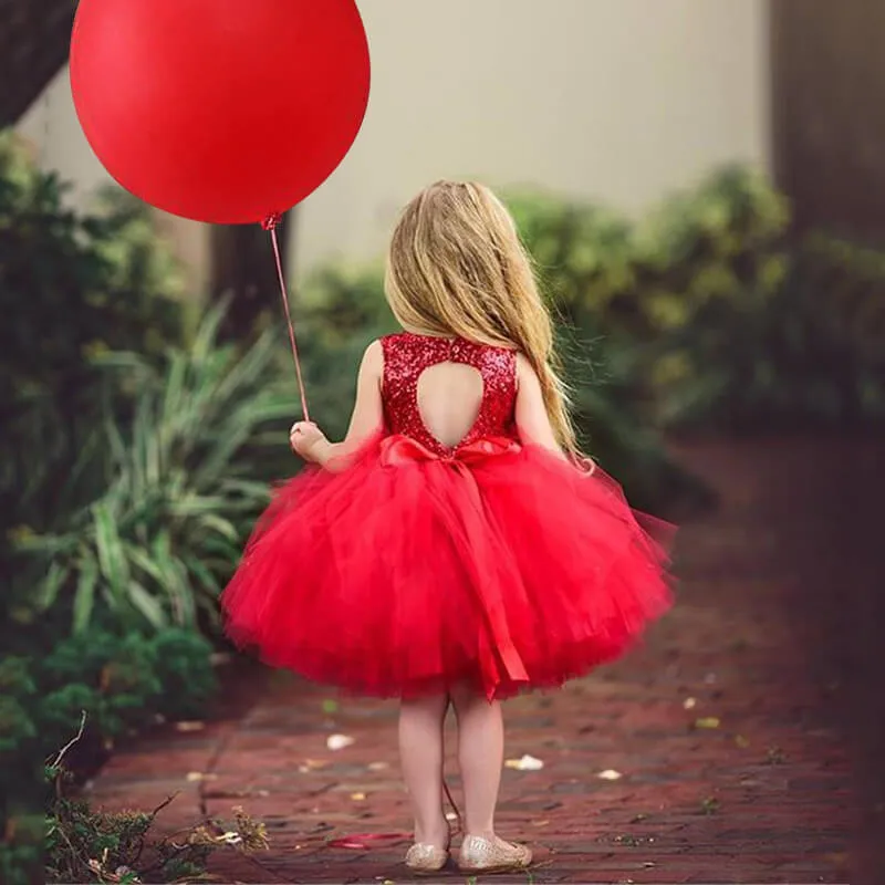 Toddler/ Baby Girls Bling Bling Sequin Tulle Flower Girl Dress Wedding Prom Birthday Party Dress