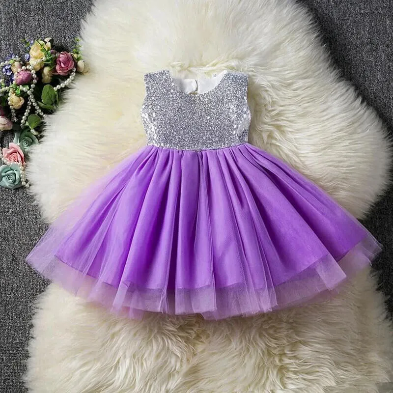 Toddler/ Baby Girls Bling Bling Sequin Tulle Flower Girl Dress Wedding Prom Birthday Party Dress