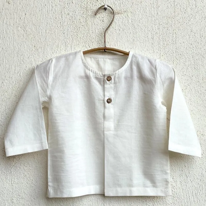 UNISEX ORGANIC ESSENTIAL WHITE KURTA   BLUE CHAMBRAY PANTS