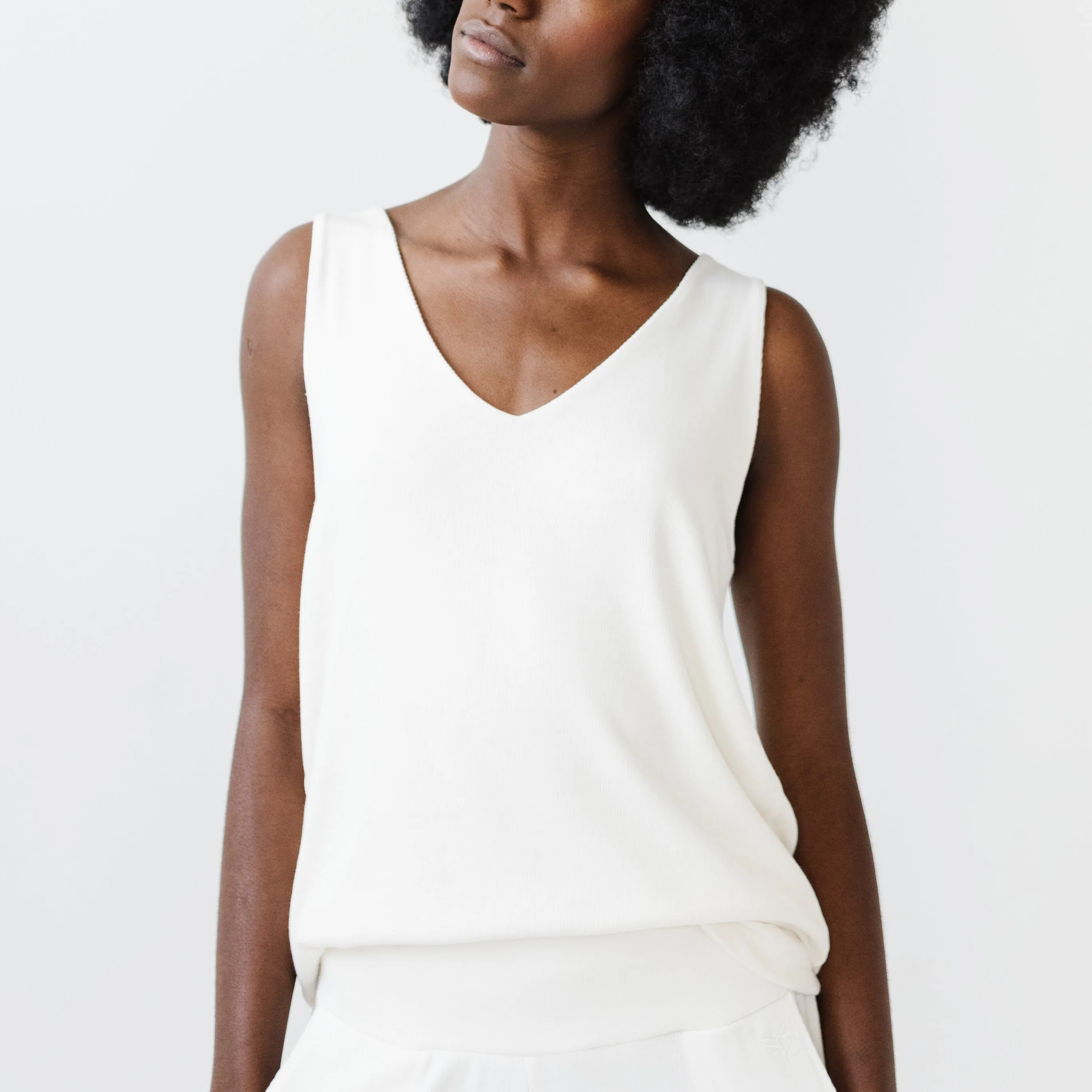 Women’s Bamboo Rib-Knit V-Neck Lounge Tank
