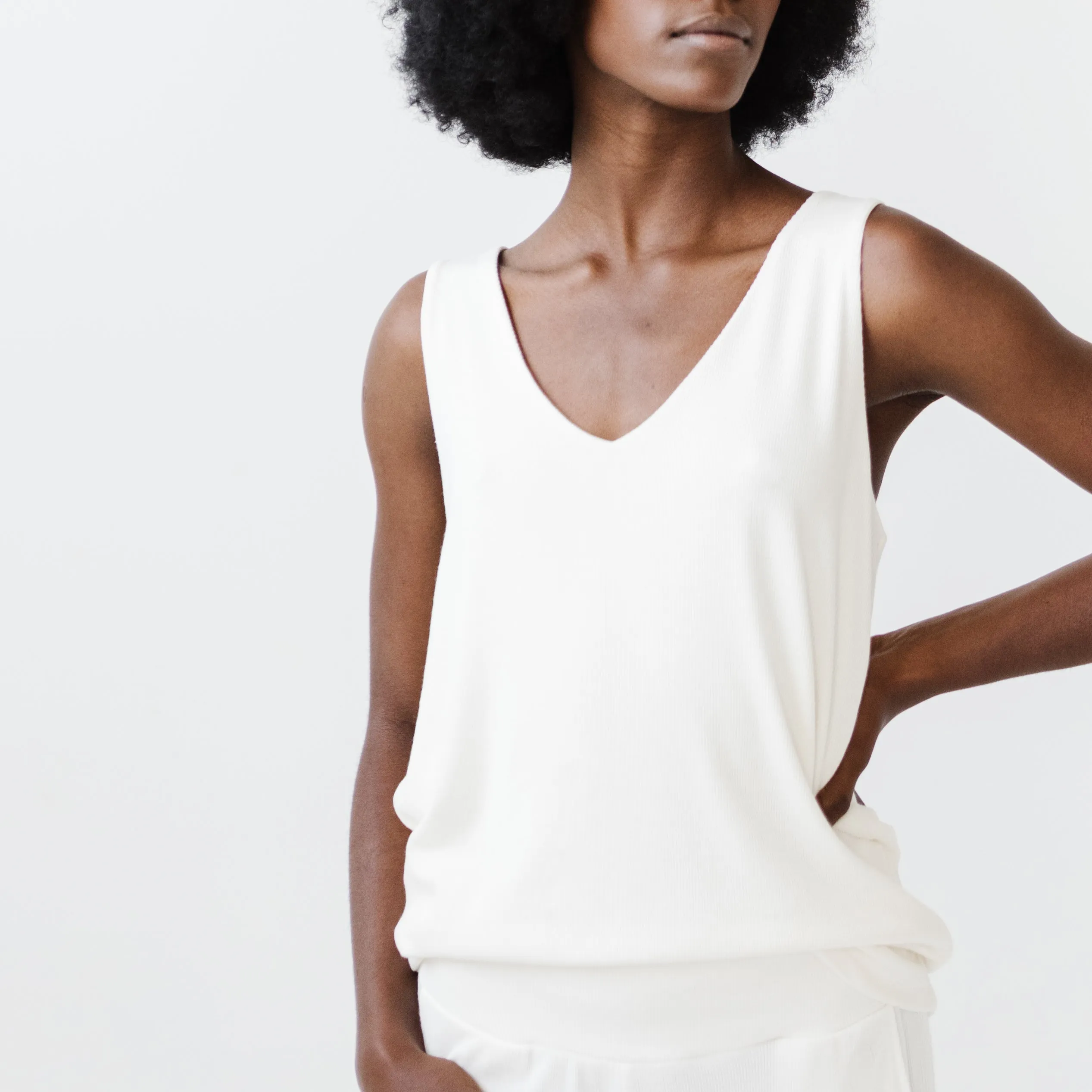 Women’s Bamboo Rib-Knit V-Neck Lounge Tank