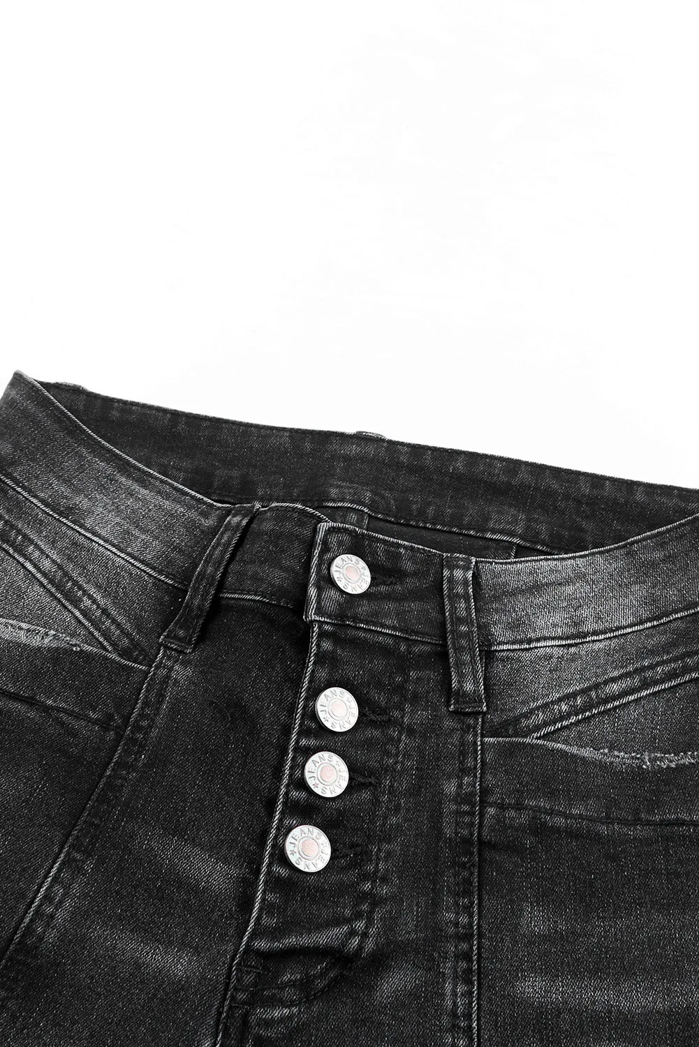 Women's Pockets Button Fly Seamed Flare Jeans