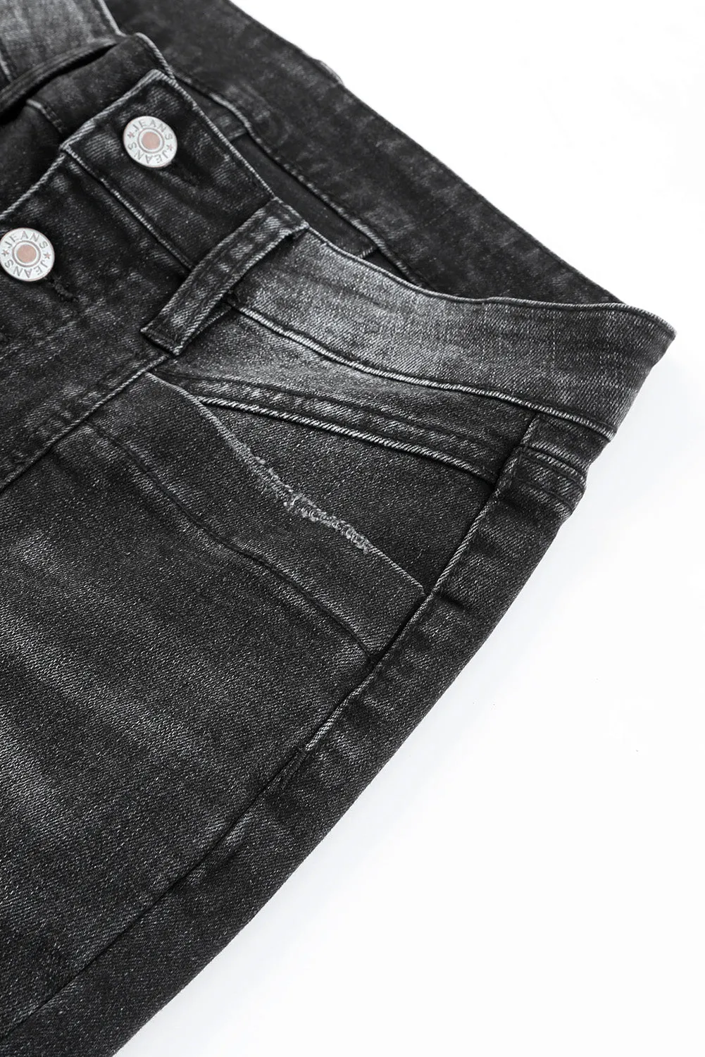 Women's Pockets Button Fly Seamed Flare Jeans