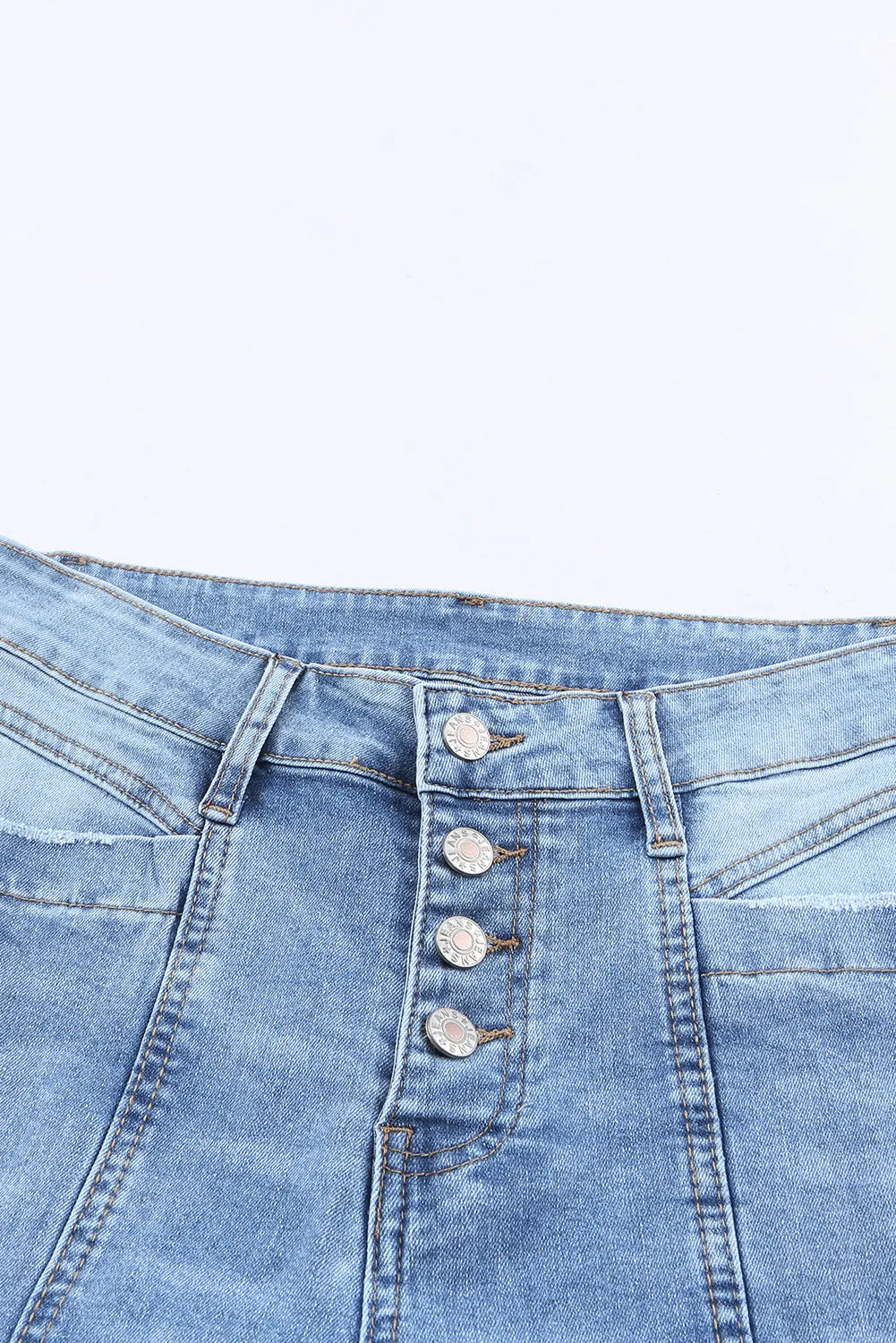 Women's Pockets Button Fly Seamed Flare Jeans