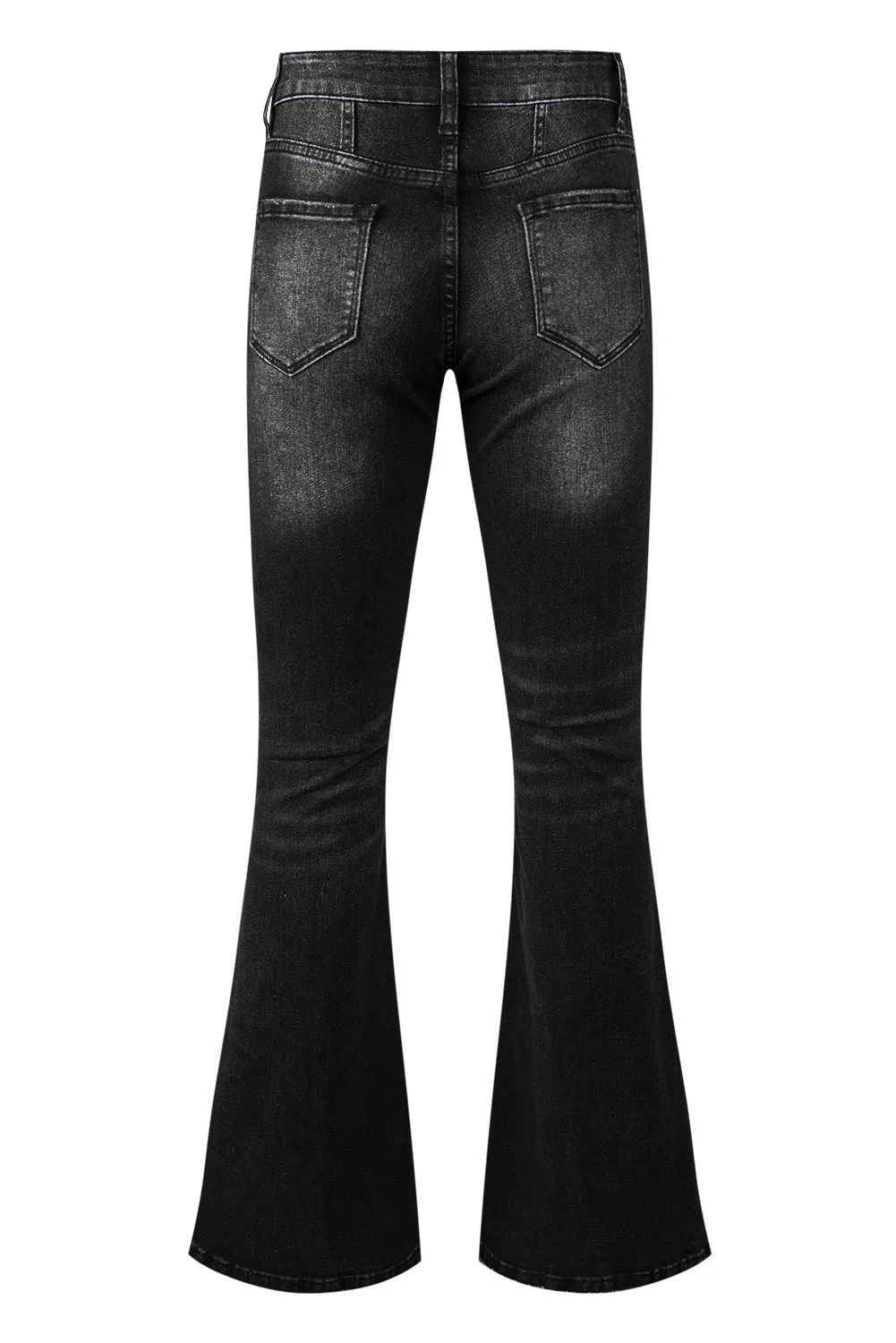 Women's Pockets Button Fly Seamed Flare Jeans
