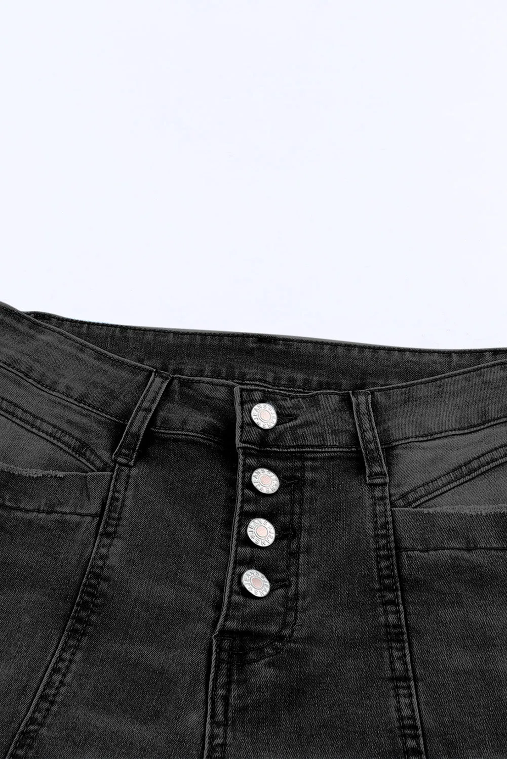 Women's Pockets Button Fly Seamed Flare Jeans