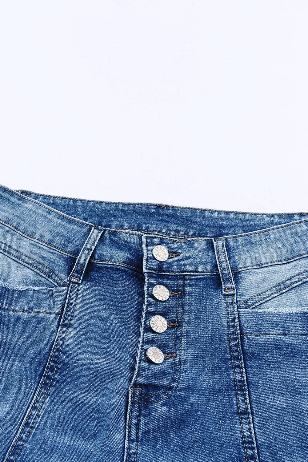 Women's Pockets Button Fly Seamed Flare Jeans